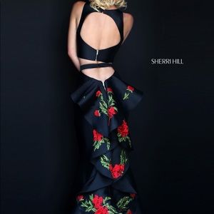 Sherri Hill Black and Rose Dress #51027